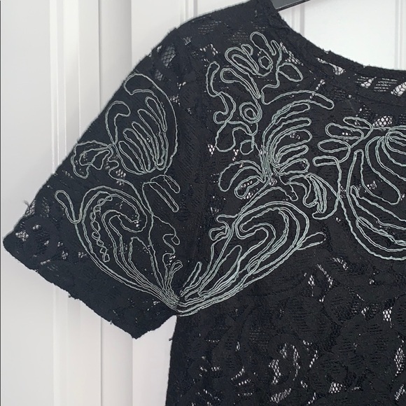 FREE PEOPLE Black Lace Tunic With Embroidery, sz Medium - Picture 5 of 11